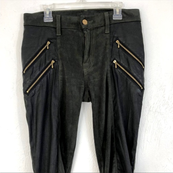 7 for all mankind faux leather & suede jegging pants - Picture 5 of 9